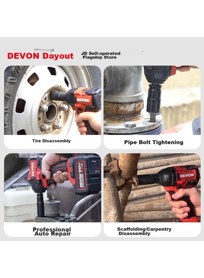 Devon 20v Brushless Impact Wrench, High Torque, Industrial-grade Lithium Battery Electric Wrench, Pneumatic Impact Wrench, 5733 Dual Battery 5.0 Fast Charging - Image 1