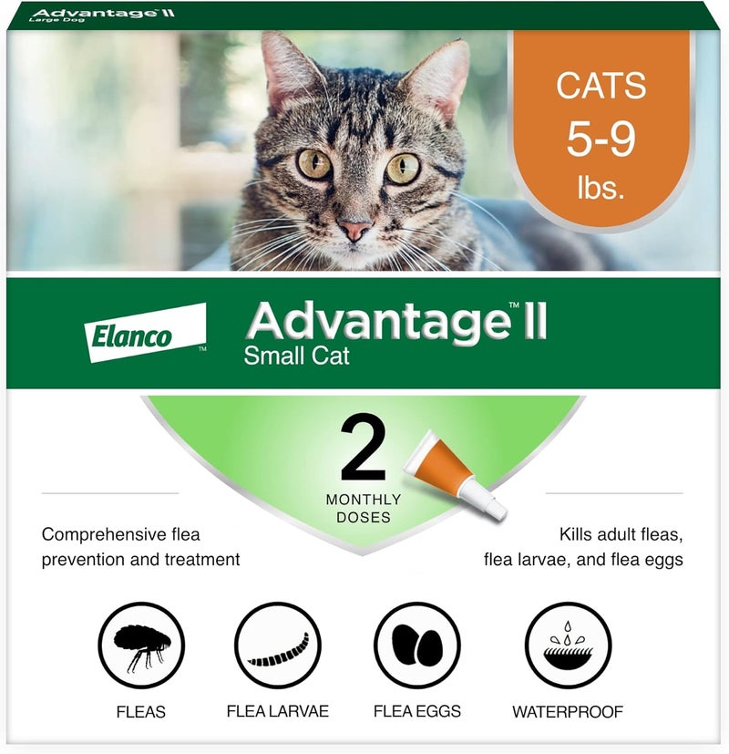 Advantage II Small Cat Vet-Recommended Flea Treatment & Prevention | Cats 5-9 lbs. | 2-Month Supply - Image 1