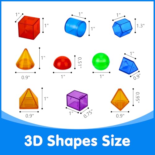 Odoorgames 60 Pieces 3D Shapes for Teaching Geometric Solids for Kids Light Table Manipulatives Translucent Toys - Image 5