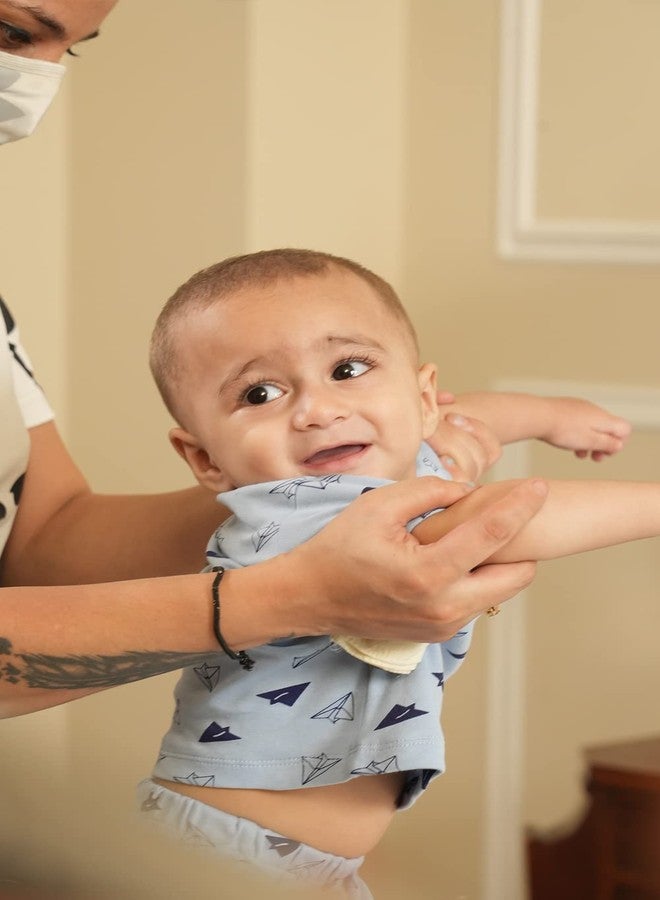 موش طقم تيشيرتات وبنطلونات من الخيزران فائق النعومة من موش، مناسب للجنسين، للأطفال حديثي الولادة/الأطفال، عبوة من قطعتين (6-12 شهرًا، تصميم طائرة) - Image 3