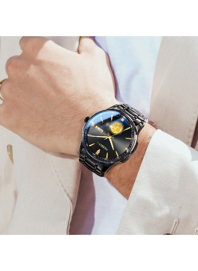 ROSDN Ros Dn Pure Gold 999 Gold Pixiu Watch For Men With Diamond Inlay, Birthday Gift, Famous Mechanical Brand Top Ten Men's Watches - Image 3