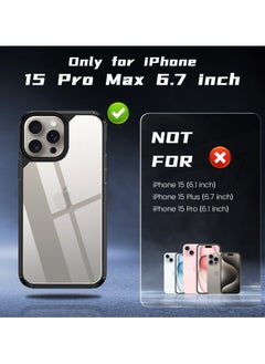 UCHUANG iPhone 15 Pro Max Case Clear Cover Ultra Thin Silicone Shockproof Hard Back Cases Transparent Protective Slim Phone Case for Apple iPhone 15 Pro Max - Black  - Image 4