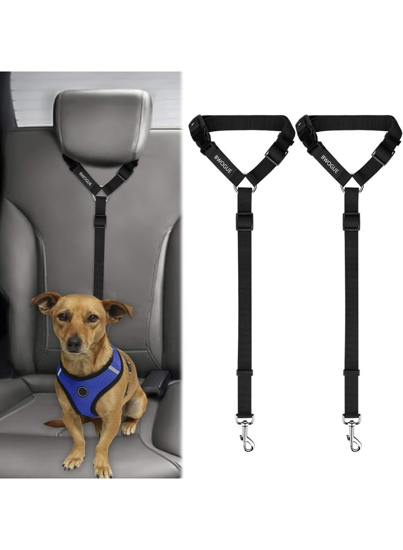 BWOGUE 2 Pack Dog Cat Safety Seat Belt Strap – Adjustable Nylon Pet Car Headrest Restraint, Vehicle Harness Seatbelt for Dogs & Cats - Image 1