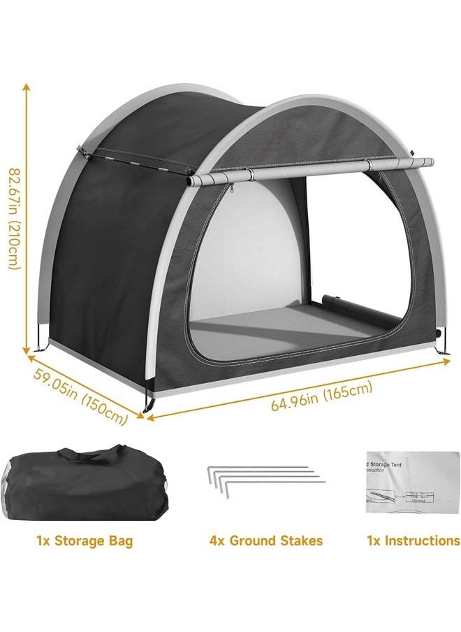 L&E Bike Storage Tent, Outdoor Bike Cover Storage Shed for 4 Bikes Portable Foldable Garage/Garden Storage Tent Waterproof Oxford Shelter for Motorcycle,Bicycle,Camping(Black)  - Image 2