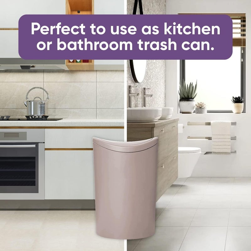 Superio Mini Bathroom Trash Can with Lid, Modern Mini Waste Bin with Swing Lid (1 1/2 Gallon, 6 Liter) Plastic Garbage Can for Kitchen, Bathroom, Bedroom, Office, Under Desk (1, Taupe) - Image 5