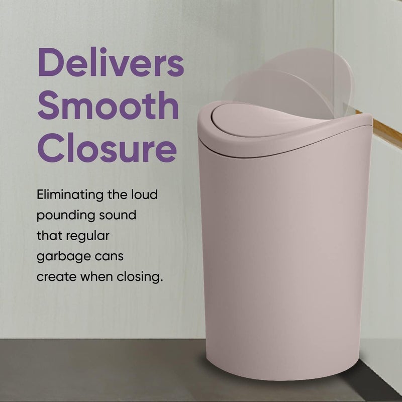 Superio Mini Bathroom Trash Can with Lid, Modern Mini Waste Bin with Swing Lid (1 1/2 Gallon, 6 Liter) Plastic Garbage Can for Kitchen, Bathroom, Bedroom, Office, Under Desk (1, Taupe) - Image 3