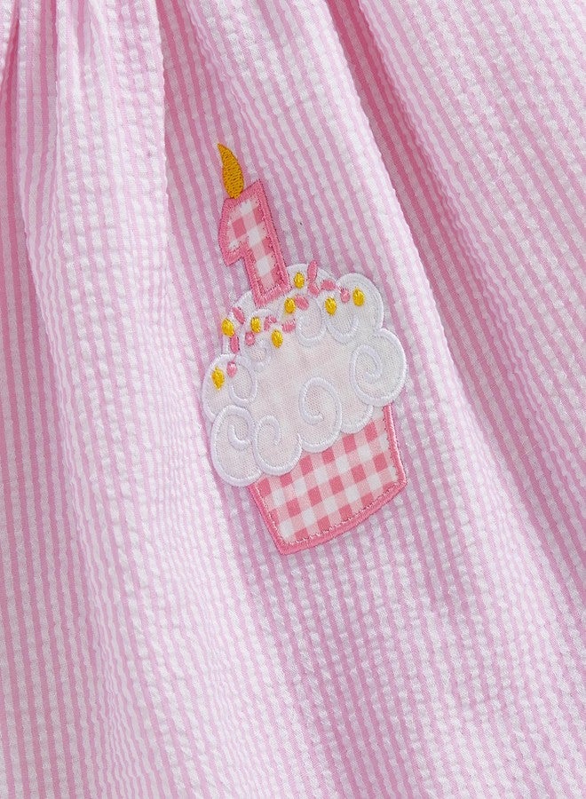 GOOCHEER Baby Girl First Birthday Outfit Cake Smash Dress One Year Old Birthday Dress Summer Casual Dress (Pink, 6-12 Months) - Image 4