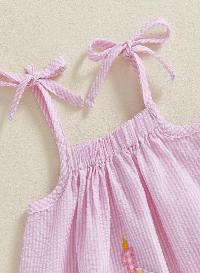 GOOCHEER Baby Girl First Birthday Outfit Cake Smash Dress One Year Old Birthday Dress Summer Casual Dress (Pink, 6-12 Months) - Image 3