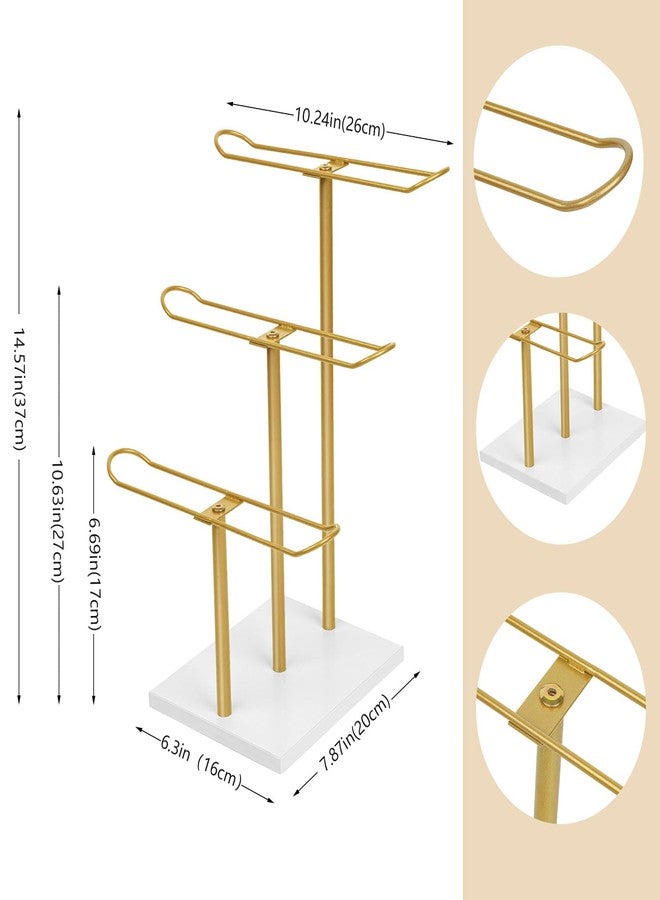 Mounting UP Headband Organizer Metal 3-Tier Hair Hoop Display Stand Headband Holder Organizer Storage Hair Ropes Accessories Bracelets Bangles Bedroom College Dorm Decor for Girls Women, Gold - Image 3
