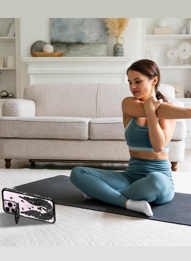 CATANES iPhone 15 Pro Max Bling Case Peacock Glitter Hard TPU Shockproof Protection Cover With Kickstand for Women Girls Black - Image 5