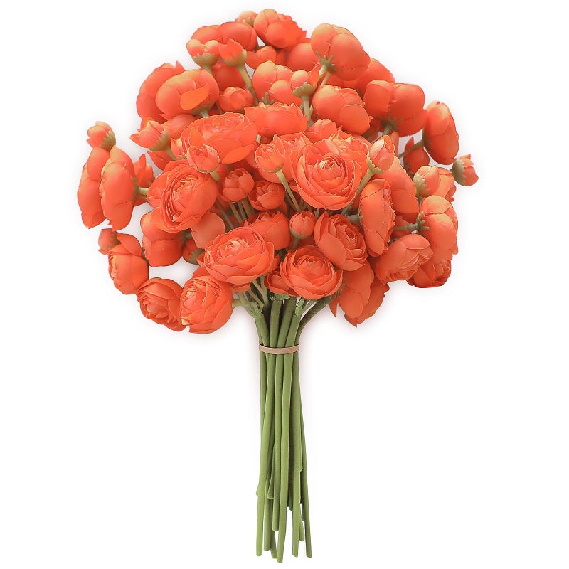Floroom Floroom Ranunculus Artificial Flowers 18 Pcs Burnt Orange Faux Silk Mini Ranunculus Bulk Fake Wedding Filler Flowers for DIY Bouquets  Centerpieces  Bridal Shower Decorations & Arrangements  - Image 1