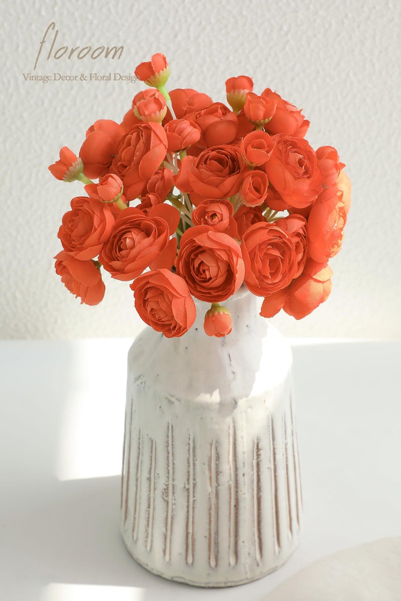 Floroom Floroom Ranunculus Artificial Flowers 18 Pcs Burnt Orange Faux Silk Mini Ranunculus Bulk Fake Wedding Filler Flowers for DIY Bouquets  Centerpieces  Bridal Shower Decorations & Arrangements  - Image 2