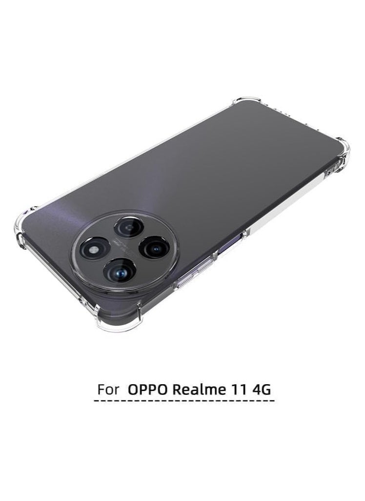 ماركة غير محددة - غطاء خلفي شفاف لهاتف Realme 11 4G ناعم ومرن من البولي يوريثان الحراري مقاوم للصدمات وصدمات الكاميرا وحماية من السقوط من الدرجة العسكرية - Image 1