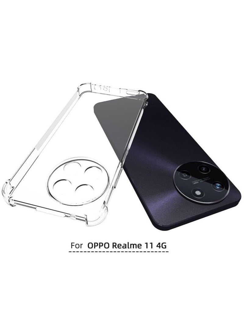 ماركة غير محددة - غطاء خلفي شفاف لهاتف Realme 11 4G ناعم ومرن من البولي يوريثان الحراري مقاوم للصدمات وصدمات الكاميرا وحماية من السقوط من الدرجة العسكرية - Image 1