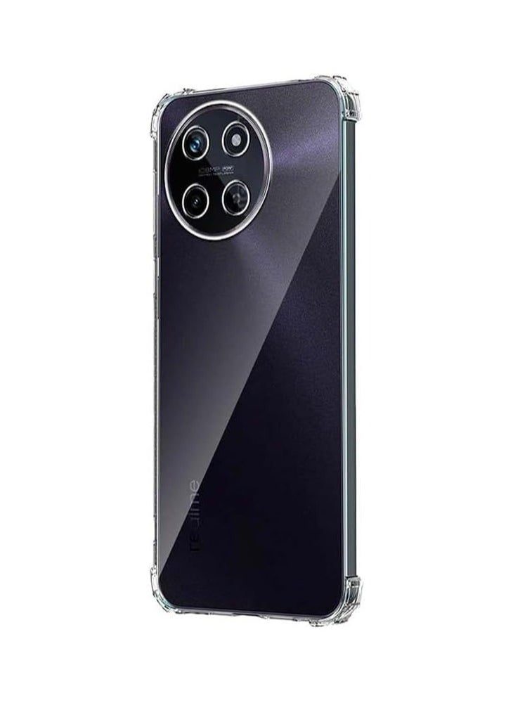 ماركة غير محددة - غطاء خلفي شفاف لهاتف Realme 11 4G ناعم ومرن من البولي يوريثان الحراري مقاوم للصدمات وصدمات الكاميرا وحماية من السقوط من الدرجة العسكرية - Image 1