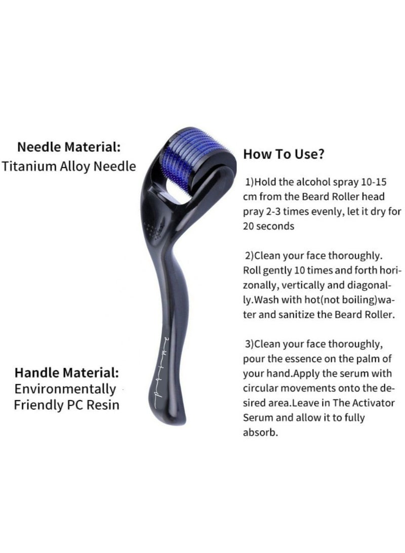 ديرما رولر للوجه 0.75 مم أسطوانة لنمو شعر اللحية من التيتانيوم 540 إبرة دقيقة للوجه واللحية والجسم ونمو الشعر - Image 3