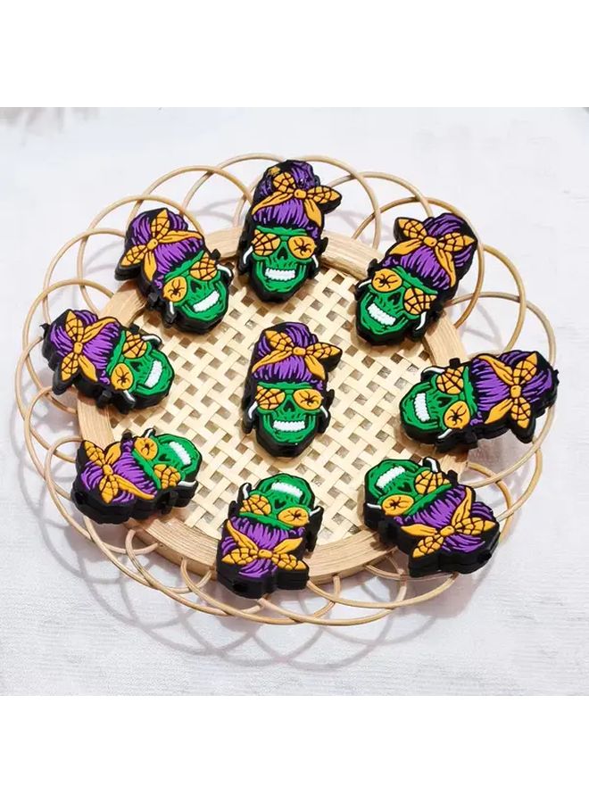 4 قطع من خرز الرأس المزمار المنشط بالضغط مع عيون مملوءة بالوحل لسلسلة مفاتيح DIY وأقلام التعويذات، سيليكون غير سام، هدايا حفلات الهالوين - Image 5