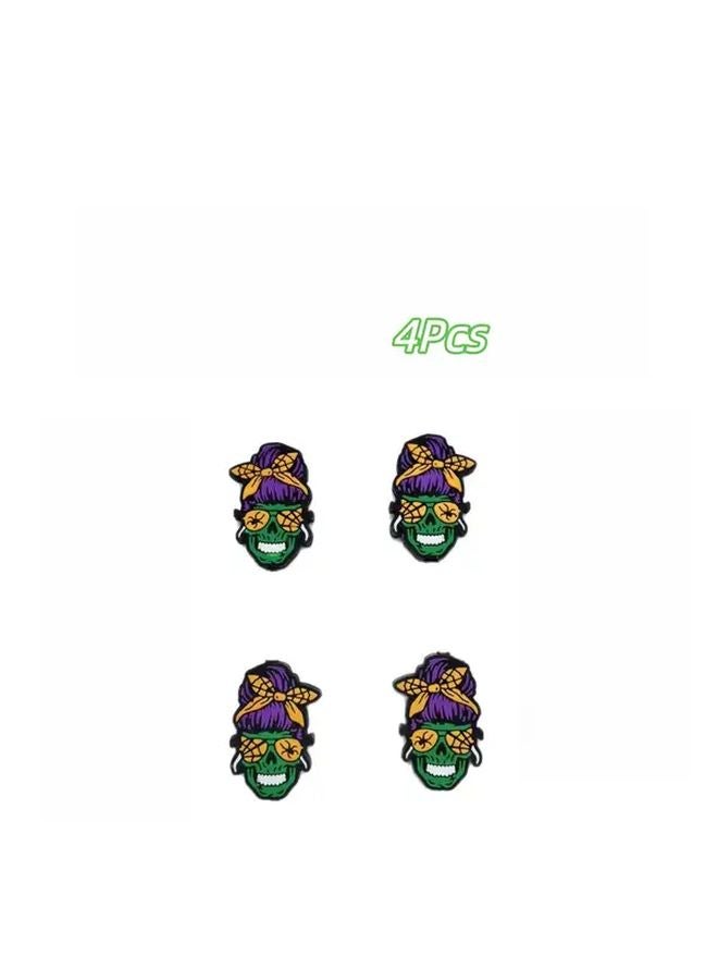 4 قطع من خرز الرأس المزمار المنشط بالضغط مع عيون مملوءة بالوحل لسلسلة مفاتيح DIY وأقلام التعويذات، سيليكون غير سام، هدايا حفلات الهالوين - Image 1