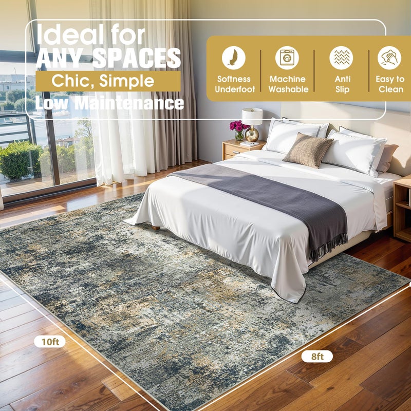Aelenmu 8x10 Area Rugs for Living Room Rug Washable: Abstract Large Rug for Dining Room Bedroom Carpet Non Slip 8 by 10 Indoor Modern Nursery Home Office Multi - Image 2