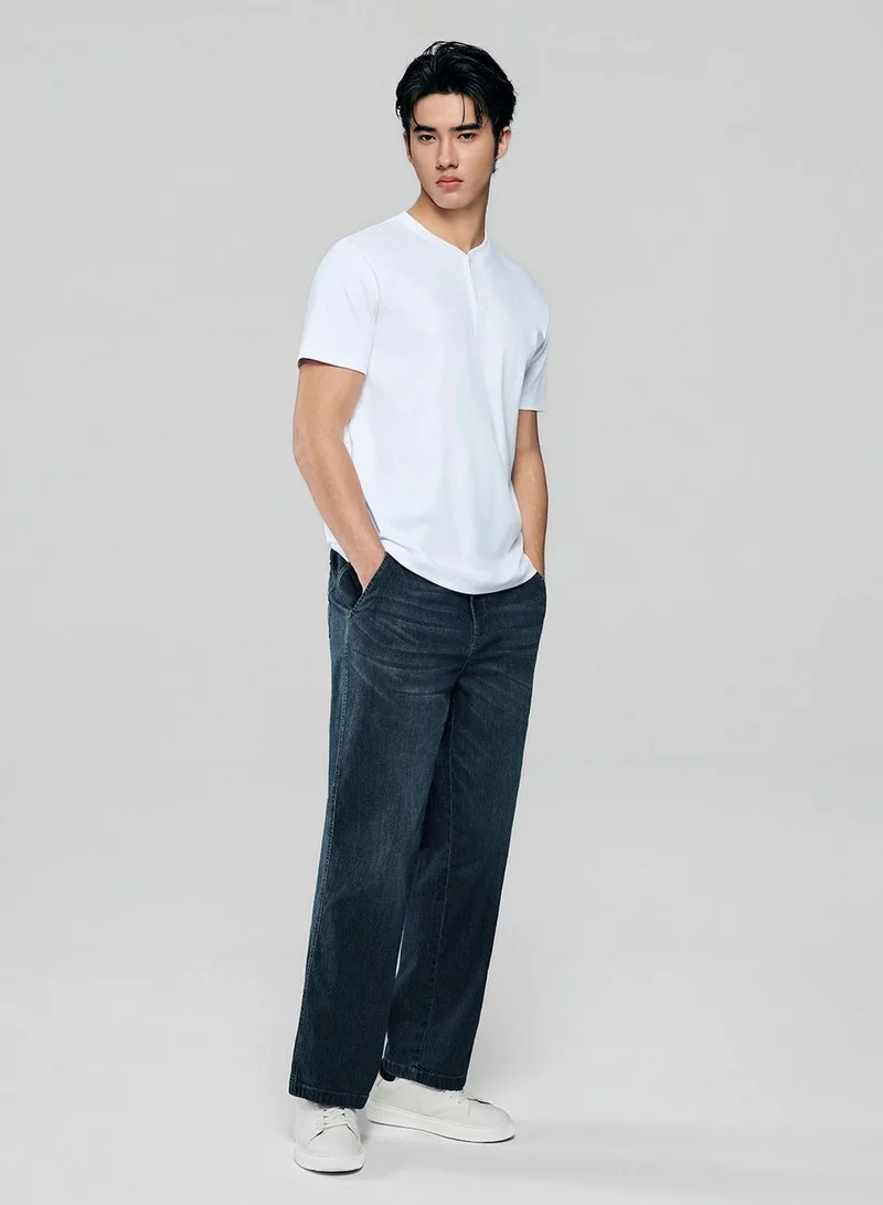 Giordano Men Slim Liquid Touch Cotton Henley Tee
