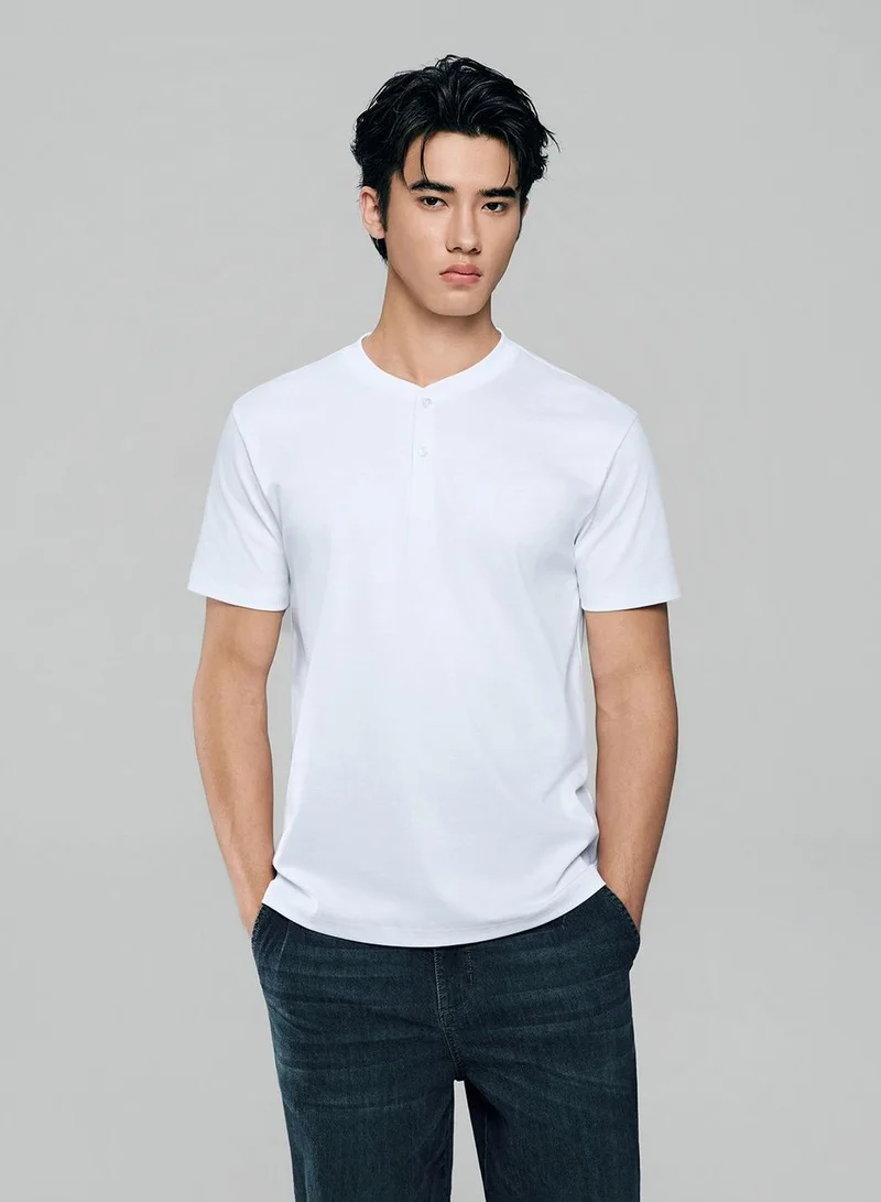 Giordano Men Slim Liquid Touch Cotton Henley Tee