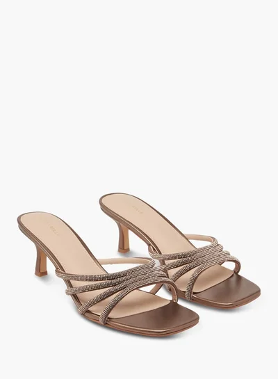 Flora Bella By Shoexpress Women Embellished Slip-On Sandals with Kitten Heels