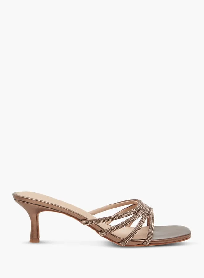 Flora Bella By Shoexpress Women Embellished Slip-On Sandals with Kitten Heels