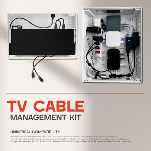 Achilioson Recessed Media Box，TV Cable Management Kit，in Wall Media Box for Roku, Apple TV, Samsung One Connect Mini - WiFi Friendly, Dual Purpos, White-9 - Image 4