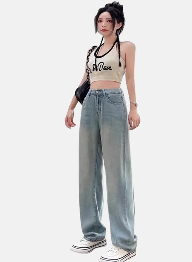 YUNIQEE Blue Straight Fit High-Rise Light Fade Jeans