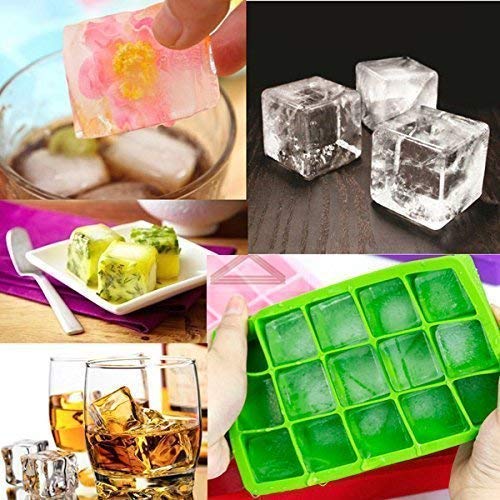 SONIQE Silicone Ice Cube Tray Large Size Mould with 15 Cavities Flexible Silicone Create Square Ice Cube Mold Makes 15 Perfect Ice Cubes Ice Cube Maker Multicolor - Image 3