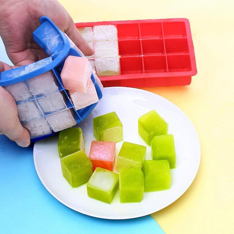 SONIQE Silicone Ice Cube Tray Large Size Mould with 15 Cavities Flexible Silicone Create Square Ice Cube Mold Makes 15 Perfect Ice Cubes Ice Cube Maker Multicolor - Image 5