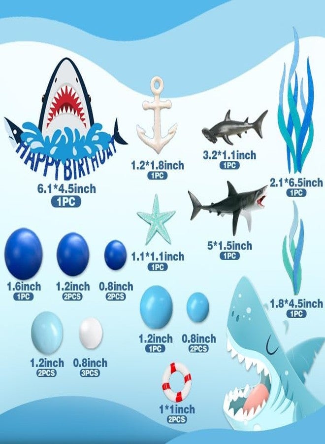 DRWATE 22 PCS Shark Cake Topper Shark Figurines Decorations for Ocean Theme Birthday Supplies (Blue) - Image 3