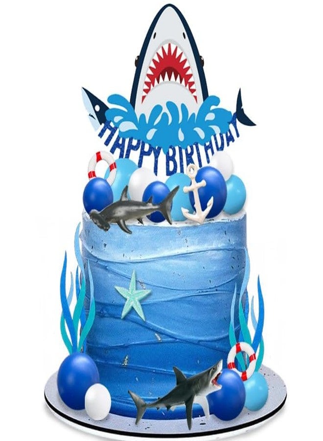 DRWATE 22 PCS Shark Cake Topper Shark Figurines Decorations for Ocean Theme Birthday Supplies (Blue) - Image 2