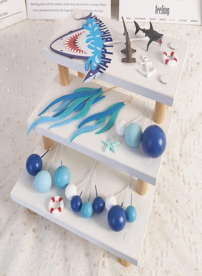 DRWATE 22 PCS Shark Cake Topper Shark Figurines Decorations for Ocean Theme Birthday Supplies (Blue) - Image 4