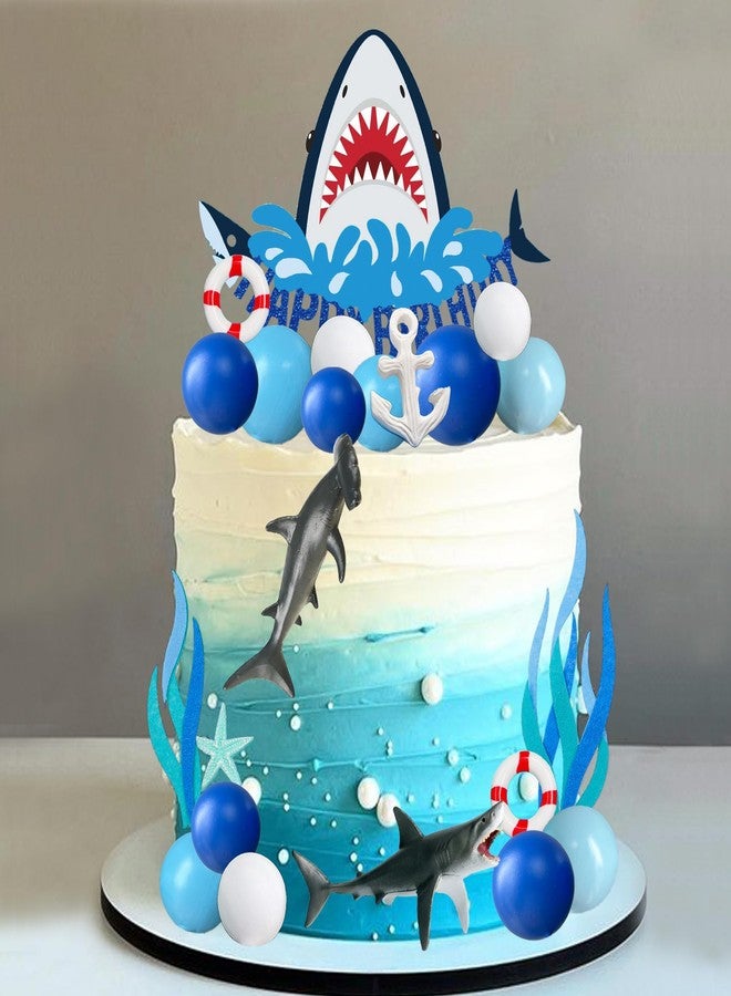 DRWATE 22 PCS Shark Cake Topper Shark Figurines Decorations for Ocean Theme Birthday Supplies (Blue) - Image 5