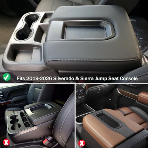 Zxiaochun Center Console Cover Compatible with 20192025 2026 Chevy SilveradoGMC Sierra Jump Seat Accessories Middle Console Armrest Lid Leather Protective CoverONLY for Split Bench Seat Console - Image 3