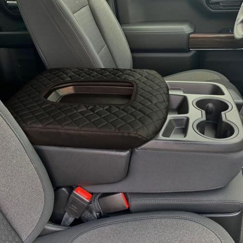 Zxiaochun Center Console Cover Compatible with 20192025 2026 Chevy SilveradoGMC Sierra Jump Seat Accessories Middle Console Armrest Lid Leather Protective CoverONLY for Split Bench Seat Console - Image 1