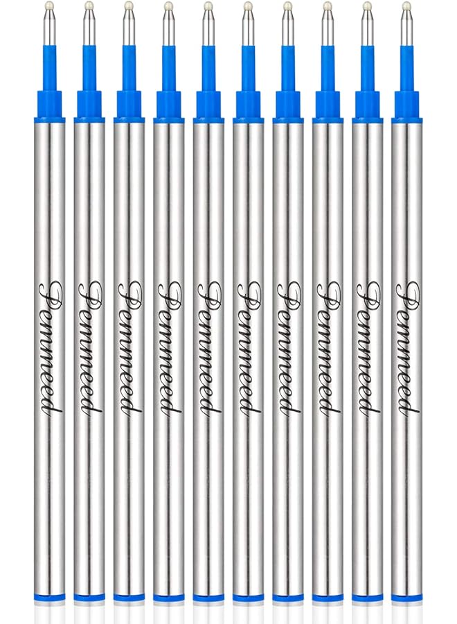 erorex Rollerball Pen Refills Work For G5 G8 Pens Parker Waterman Compatible Pen Refills Gel Ink Metal Standard Size Fine Point 0.7Mm Blue Ink Pack Of 10 - Image 1