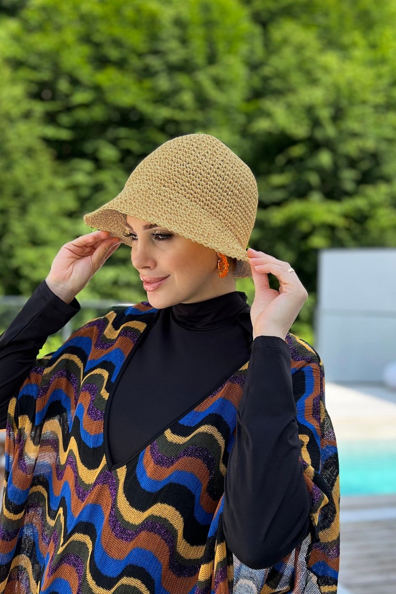 Remsa Mayo Handmade Knitted Straw Hat Rş-83 Camel  - Image 3