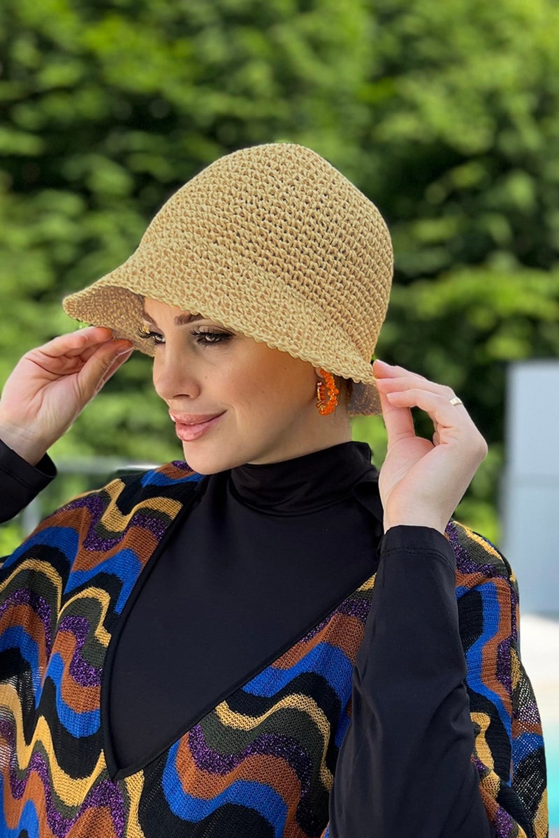 Remsa Mayo Handmade Knitted Straw Hat Rş-83 Camel  - Image 2