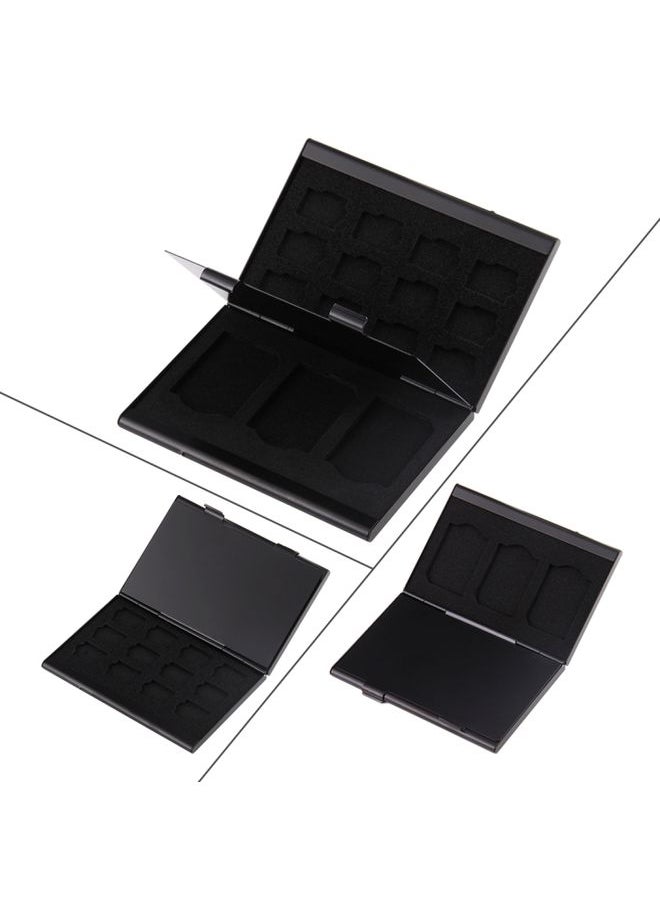 BURAQ 15 in 1 Memory Card Aluminum Alloy Protective Case Box for 3 SD + 12 TF Cards(Black)  - Image 3