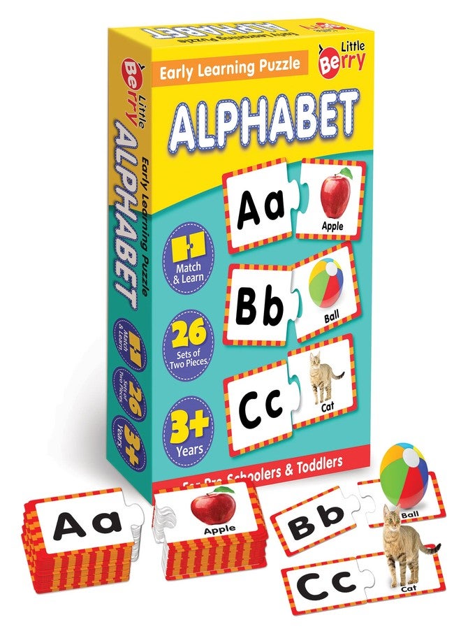 Little Berry Alphabet Early Learning Puzzle for Kids | 52 Thick Puzzle Pcs, 26 Self-Correcting 2-Pc Jigsaw Puzzles | 4 in 1 Educational Game for Toddlers, Ages 3+ | Gifting, Preschool & Montessori Toy - Image 1