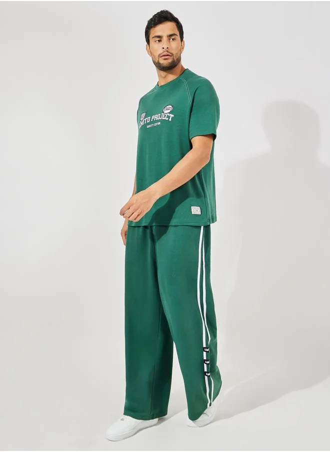 Styli Premium Varsity Print Oversized T-Shirt & Wide Leg Joggers Co-Ords