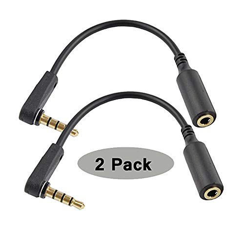 Seadream 2PACK 6 inch 4-Pole 3.5mm Male Right Angle to Female Stereo Audio Cable Headset Headphone Extension Cable Replacement for Beats Dr. Dre Studio iPhone,3.5mm M to F Audio Cable,Black - Image 2