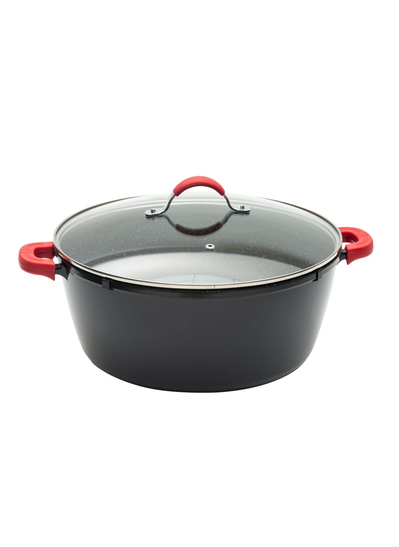 BERGNER NOVUM+ CASSEROLE WITH LID 32X14.5CM, ALUMINUM, INDUCTION BOTTOM, MARBLE+ NON-STICK COATING, SHINY BLACK COLOR  - Image 1