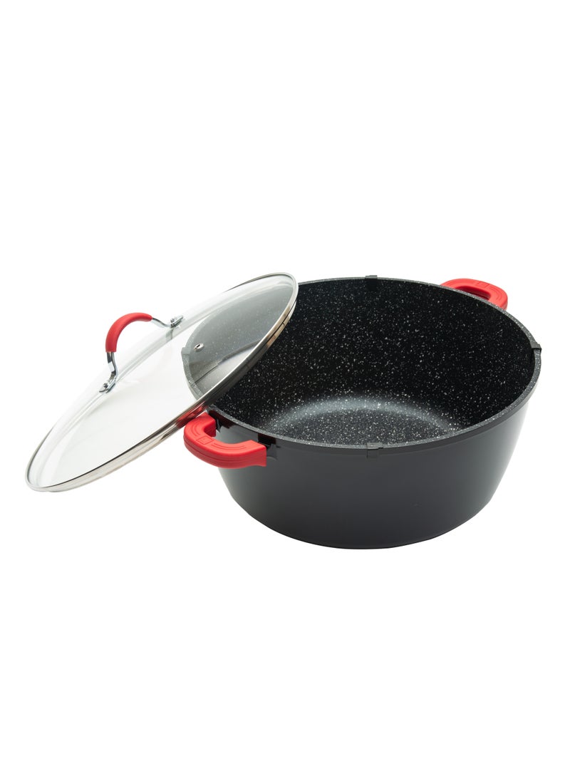 BERGNER NOVUM+ CASSEROLE WITH LID 32X14.5CM, ALUMINUM, INDUCTION BOTTOM, MARBLE+ NON-STICK COATING, SHINY BLACK COLOR  - Image 2