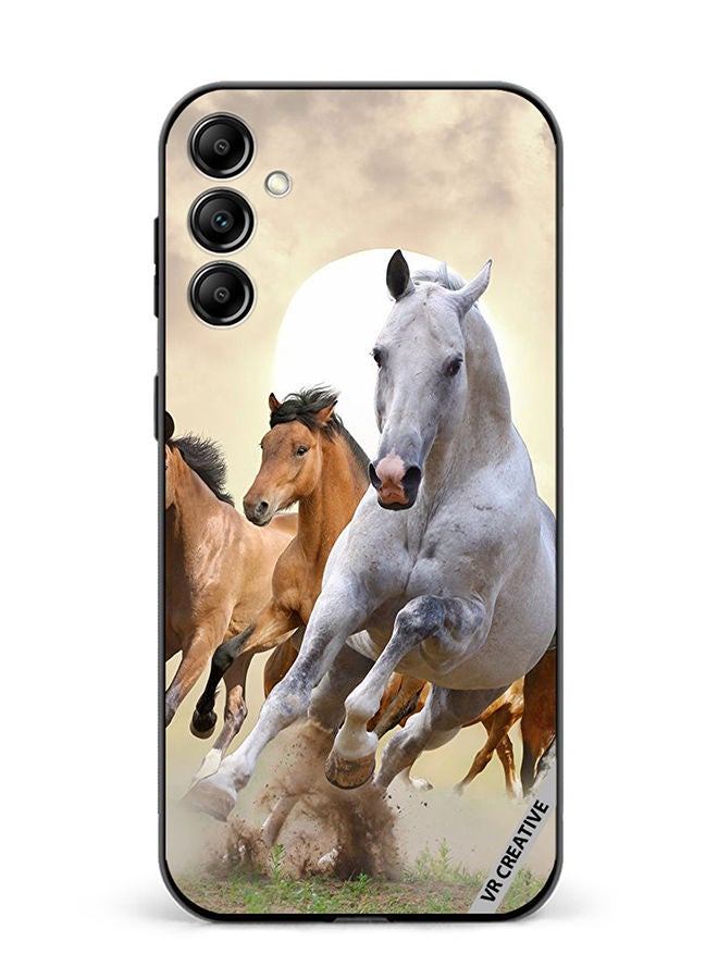 VR CREATIVE غطاء حماية واقٍ لهاتف سامسونج جالاكسي M54 بتصميم خيول الجري متعدد الألوان - Image 1
