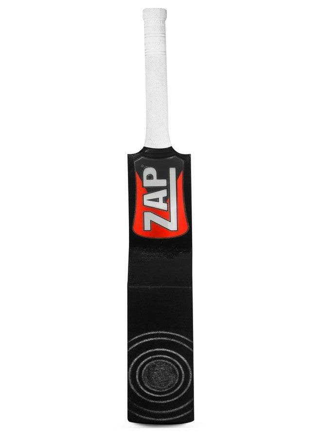 زاب مضرب كريكيت احترافي من ZAP: مصنوع من خشب الصفصاف الكشميري الفاخر مع مقبض ماص للصدمات لتدريبات احترافية على صد الكرات (أسود) - Image 1