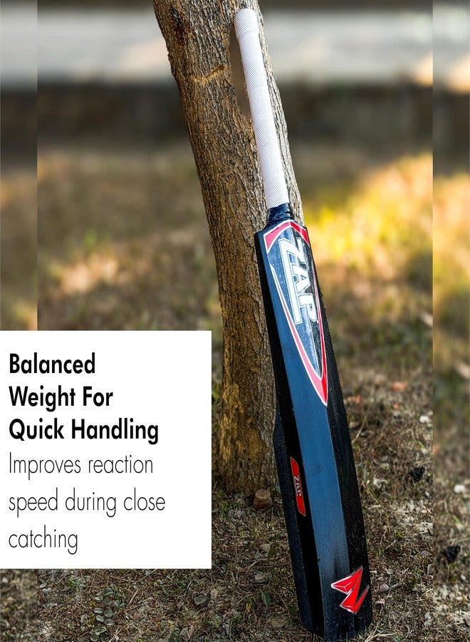 زاب مضرب كريكيت احترافي من ZAP: مصنوع من خشب الصفصاف الكشميري الفاخر مع مقبض ماص للصدمات لتدريبات احترافية على صد الكرات (أسود) - Image 3