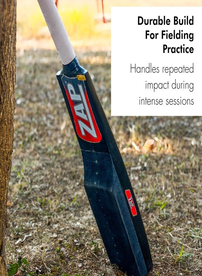زاب مضرب كريكيت احترافي من ZAP: مصنوع من خشب الصفصاف الكشميري الفاخر مع مقبض ماص للصدمات لتدريبات احترافية على صد الكرات (أسود) - Image 4